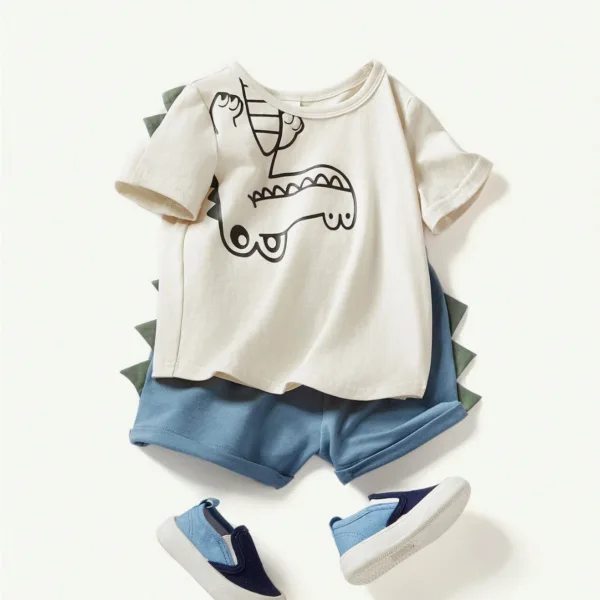 Conjunto de camiseta y shorts con diseño de cocodrilo